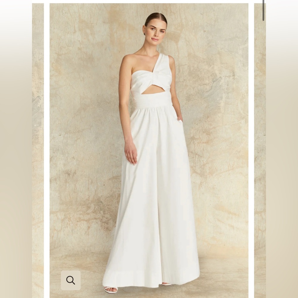 AMUR Laurie One Shoulder Jumpsuit (hand pockets and concealed zipper)